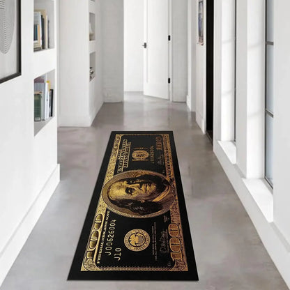 Black and Gold 100 Dollar Bill Floor Mat