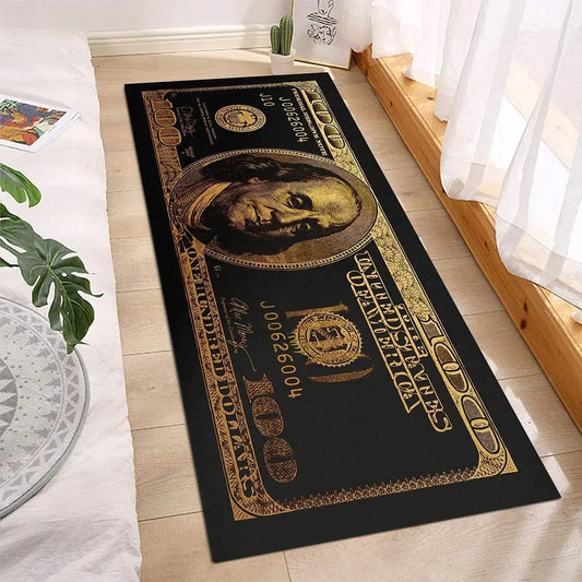 Black and Gold 100 Dollar Bill Floor Mat