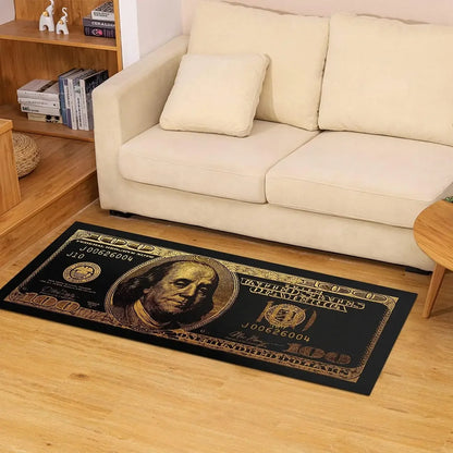 Black and Gold 100 Dollar Bill Floor Mat